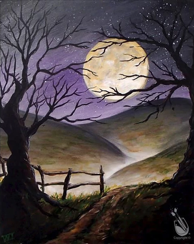 peinture par numéros | Chemin et Pleine Lune | Complexe, paysages | FiguredArt