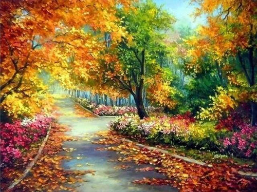 peinture par numéros | Chemin fleuri | complexe paysages | FiguredArt