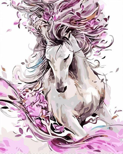 peinture par numéros | Cheval à la crinière rose | animaux, chevaux, Facile | FiguredArt