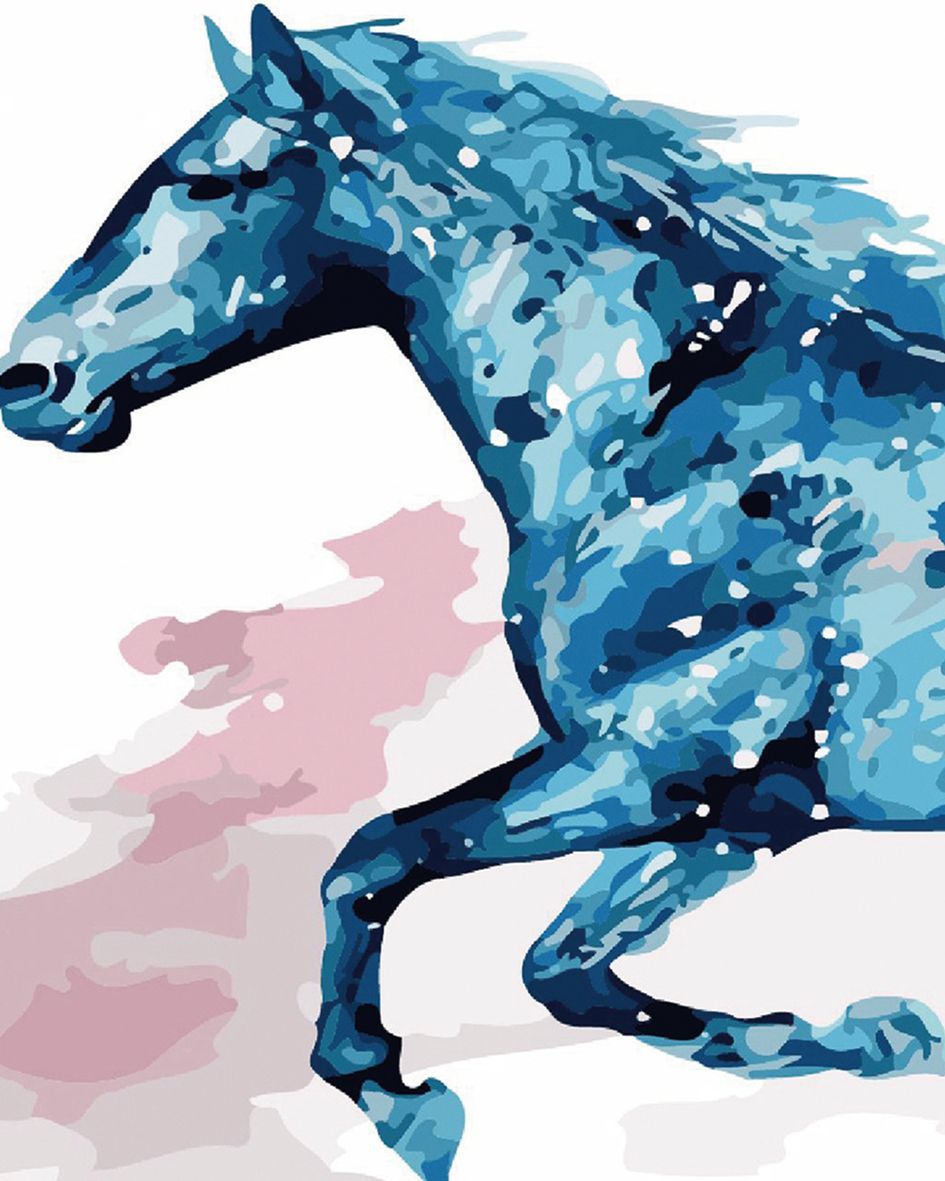 peinture par numéros | Cheval bleu | animaux, chevaux, intermédiaire | FiguredArt