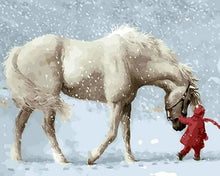 Charger l&#39;image dans la galerie, peinture par numéros | Cheval dans la Neige | animaux chevaux intermédiaire | FiguredArt