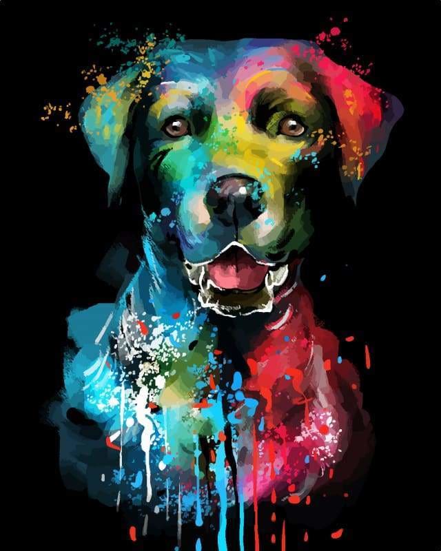 peinture par numéros | Chien abstrait | animaux chiens intermédiaire Pop Art | FiguredArt