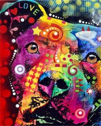 peinture par numéros | Chien coloré abstrait | animaux chiens complexe Pop Art | FiguredArt