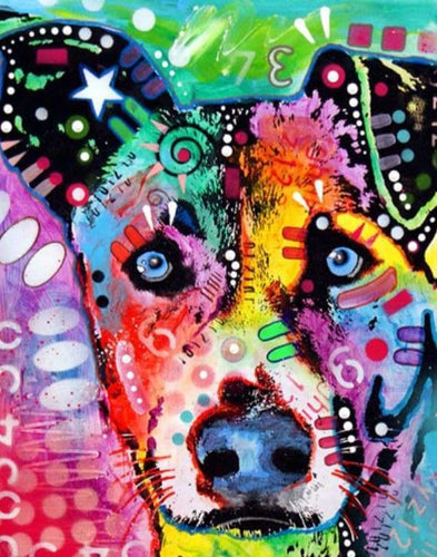 peinture par numéros | Chien effets colorés | animaux chiens complexe Pop Art | FiguredArt