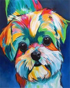 peinture par numéros | Chien en couleurs 2 | animaux chiens complexe Pop Art | FiguredArt