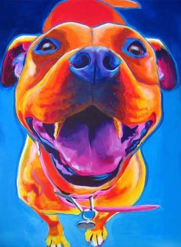 peinture par numéros | Chien en couleurs tirant la Langue | animaux chiens intermédiaire | FiguredArt
