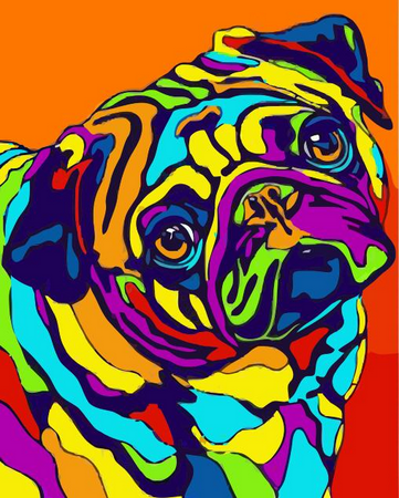 peinture par numéros | Chien et couleurs Pop Art | animaux, chiens, Facile, Pop Art | FiguredArt