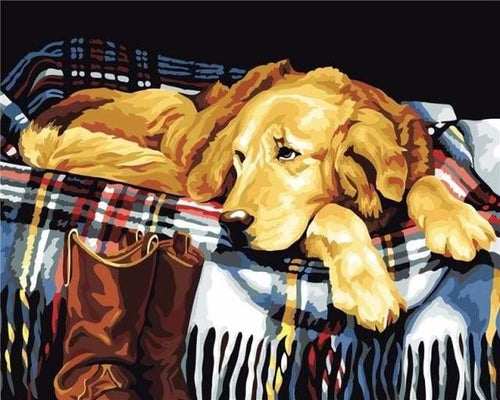 peinture par numéros | Chien paresseux | animaux chiens facile | FiguredArt