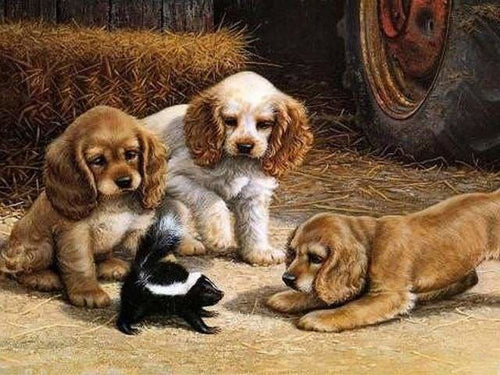 peinture par numéros | Chiots joueurs | animaux chiens complexe | FiguredArt