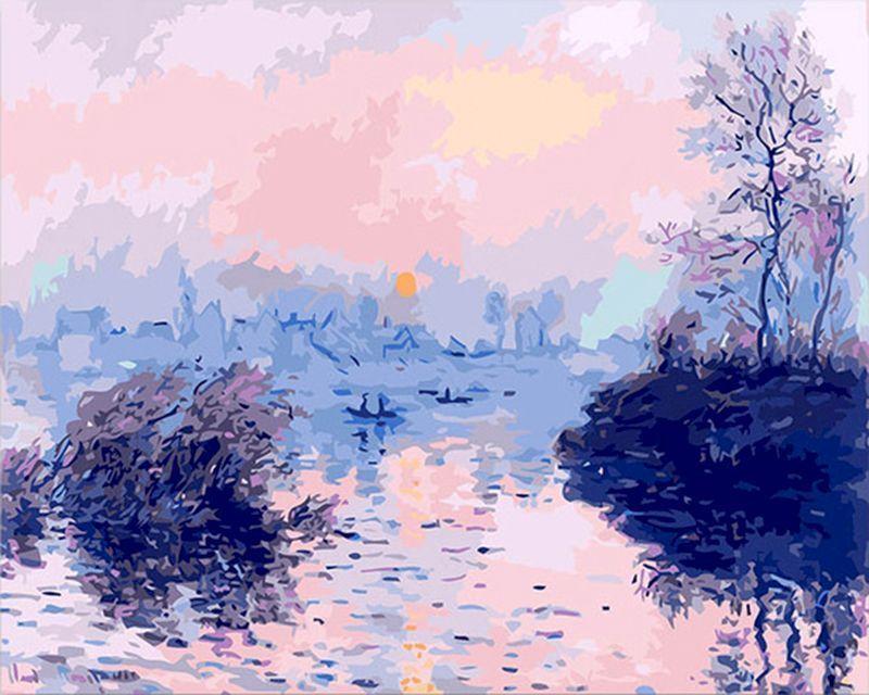peinture par numéros | Claude Monet - Soleil couchant sur la Seine à Lavacourt | nouveautés paysages complexe | FiguredArt