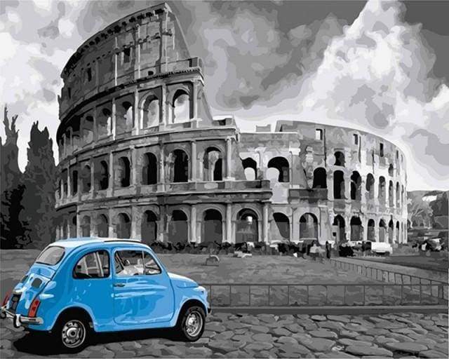 peinture par numéros | Colisée Fiat Bleue | intermédiaire nouveautés ville | FiguredArt