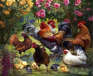 peinture par numéros | Coqs et Poules | animaux complexe fleurs oiseaux | FiguredArt