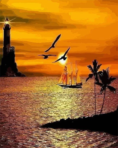 peinture par numéros | Coucher de soleil en bord de mer | Complexe, paysages | FiguredArt