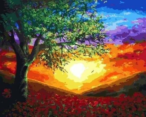 peinture par numéros | Coucher du Soleil radieux | intermédiaire paysages | FiguredArt