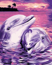 Charger l&#39;image dans la galerie, peinture par numéros | Couple de Dauphins | animaux dauphins facile | FiguredArt