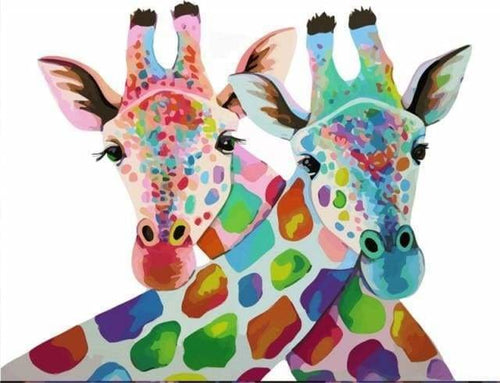 peinture par numéros | Couple de Girafes enlacées | animaux facile Pop Art | FiguredArt