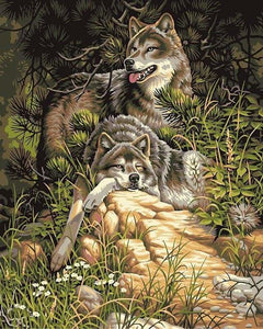 peinture par numéros | Couple de Loups 3 | animaux intermédiaire loups | FiguredArt