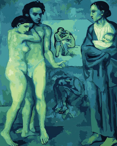 peinture par numéros | Couple et Femme portant un Enfant | Complexe, portrait | FiguredArt
