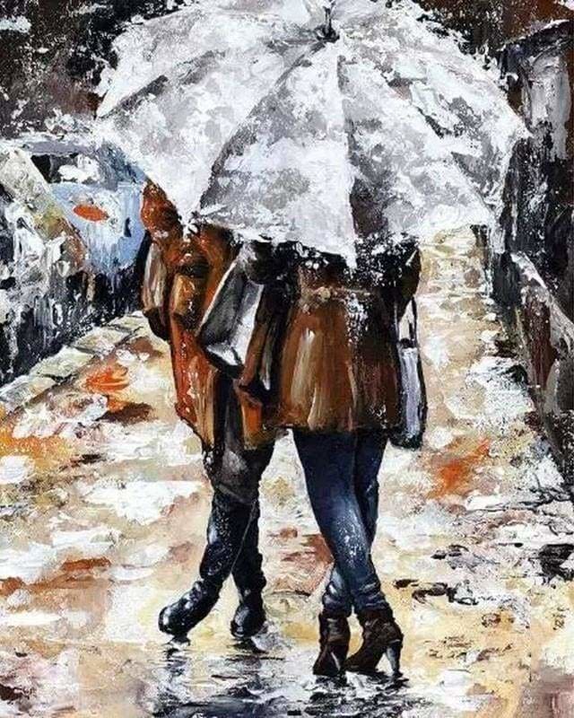 peinture par numéros | Couple sous un parapluie | complexe romantique | FiguredArt