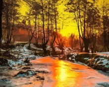 Charger l&#39;image dans la galerie, peinture par numéros | Cours d’eau en Hiver | forêt, Intermédiaire, paysages | FiguredArt