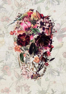 peinture par numéros | Crâne fleuri | animaux complexe fleurs | FiguredArt