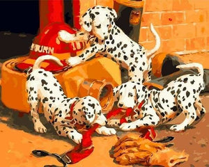 peinture par numéros | Dalmatiens joueurs | animaux chiens facile | FiguredArt