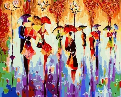 peinture par numéros | Danseurs sous la Pluie | abstrait complexe | FiguredArt