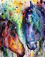 Charger l&#39;image dans la galerie, peinture par numéros | Deux chevaux en couleur | animaux chevaux complexe Pop Art | FiguredArt