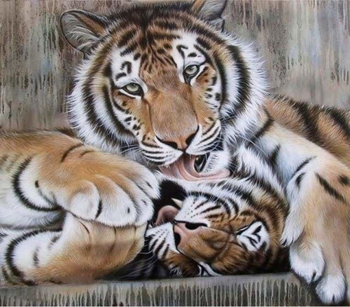 peinture par numéros | Deux Têtes de Tigre | animaux complexe tigres | FiguredArt