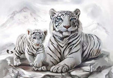 Charger l&#39;image dans la galerie, peinture par numéros | Deux Tigres blancs | animaux intermédiaire tigres | FiguredArt