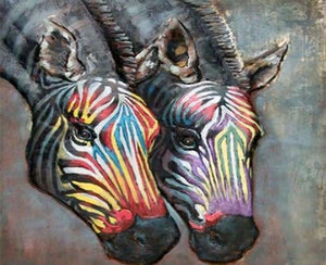 peinture par numéros | Deux Zèbres colorés | animaux complexe zèbres | FiguredArt