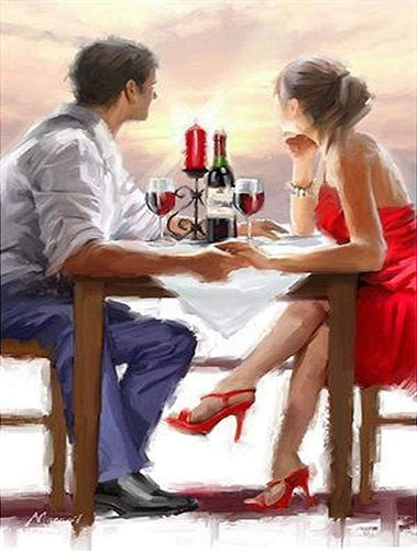 peinture par numéros | Dîner Romantique | intermédiaire nouveautés romantique | FiguredArt
