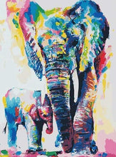 Charger l&#39;image dans la galerie, peinture par numéros | Eléphants Aquarelle | animaux intermédiaire éléphants | FiguredArt