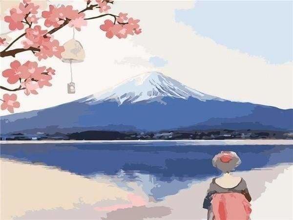 peinture par numéros | En regardant le Mont Fuji | facile fleurs paysages | FiguredArt
