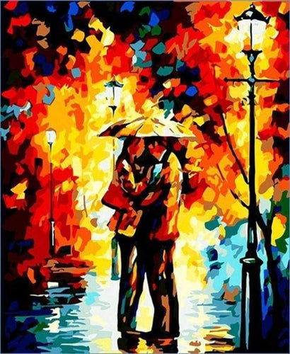 peinture par numéros | Léonid Afremov Baiser sous la Pluie | intermédiaire romantique | FiguredArt