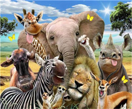 peinture par numéros | Famille des Animaux | animaux, Complexe, girafes, zèbres, éléphants | FiguredArt