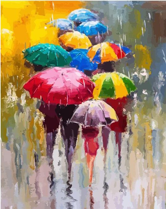 peinture par numéros | Farandoles de parapluies 2 | Intermédiaire, paysages | FiguredArt