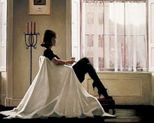 Charger l&#39;image dans la galerie, peinture par numéros | Femme assise devant sa Fenêtre | facile romantique ville | FiguredArt