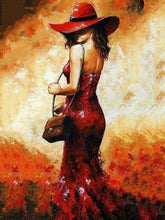 Charger l&#39;image dans la galerie, peinture par numéros | Femme au Chapeau rouge se retournant | complexe romantique | FiguredArt