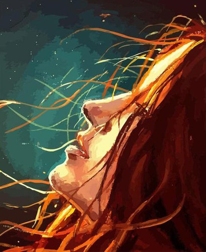 peinture par numéros | Femme dans le vent | Facile, portrait | FiguredArt