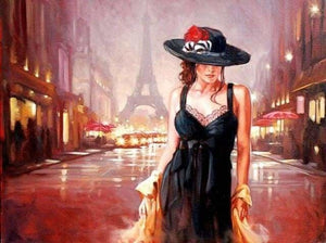 peinture par numéros | Femme dans les rues de Paris | complexe romantique ville | FiguredArt
