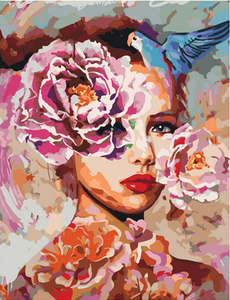peinture par numéros | Femme de Roses | Facile, portrait | FiguredArt