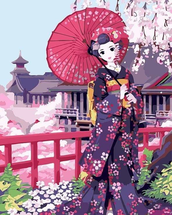 peinture par numéros | Femme en Kimono au Japon | envies dailleurs facile | FiguredArt