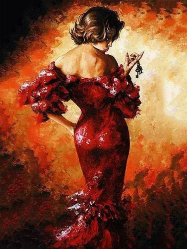 peinture par numéros | Femme en rouge sexy | complexe romantique | FiguredArt