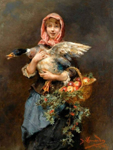 Charger l&#39;image dans la galerie, peinture par numéros | Femme et son Canard | animaux, Complexe, oiseaux, portrait | FiguredArt