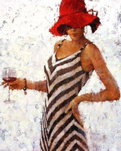 Charger l&#39;image dans la galerie, peinture par numéros | Femme et Verre de Vin | intermédiaire portrait | FiguredArt