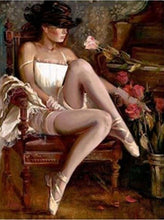 Charger l&#39;image dans la galerie, peinture par numéros | Femme sexy aux Pointes et Chapeau | complexe romantique | FiguredArt