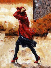 Charger l&#39;image dans la galerie, peinture par numéros | Femme tenant son Chapeau | intermédiaire romantique | FiguredArt