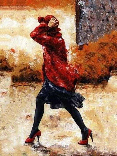 peinture par numéros | Femme tenant son Chapeau | intermédiaire romantique | FiguredArt