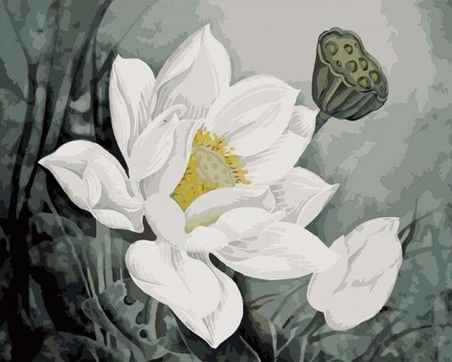 peinture par numéros | Fleur de Lotus blanc | facile fleurs | FiguredArt